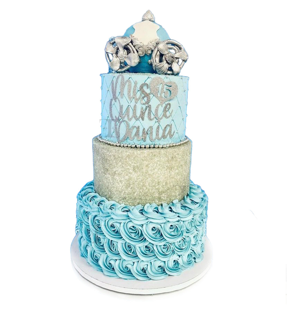 quinceañera cake - blue